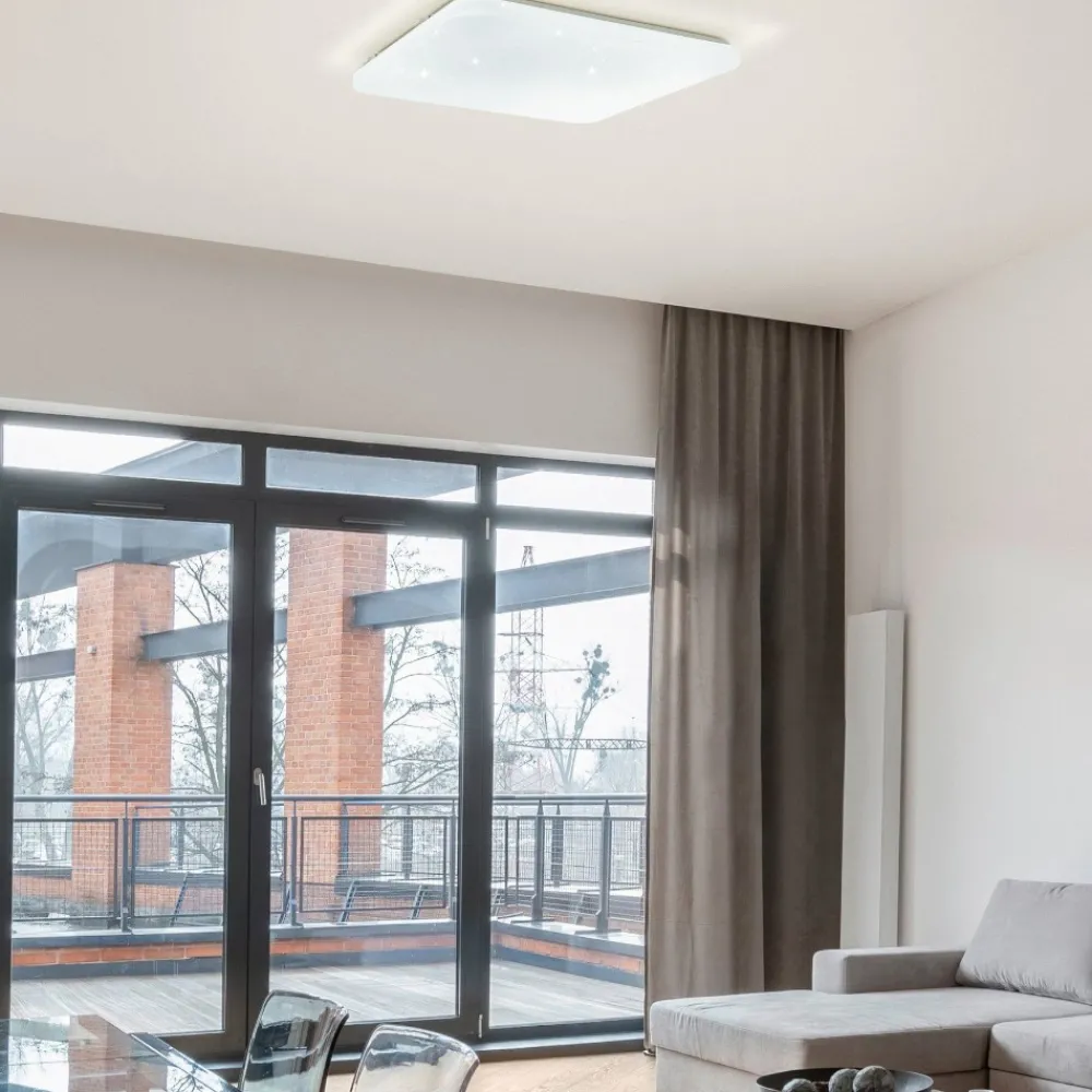 Plafoniere Moderne-Eglo Plafoniera bianca led frania 33w 3000k effetto cristalli