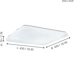 Plafoniere Moderne-Eglo Plafoniera bianca led frania 33w 3000k effetto cristalli