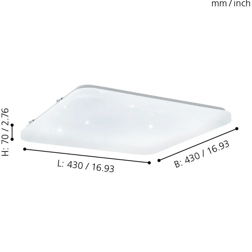 Plafoniere Moderne-Eglo Plafoniera bianca led frania 33w 3000k effetto cristalli