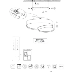 Plafoniere Moderne-Selezionato da Mazzolaluce Plafoniera bianca led 2700k a 6500k 21w design moderna con telecomando