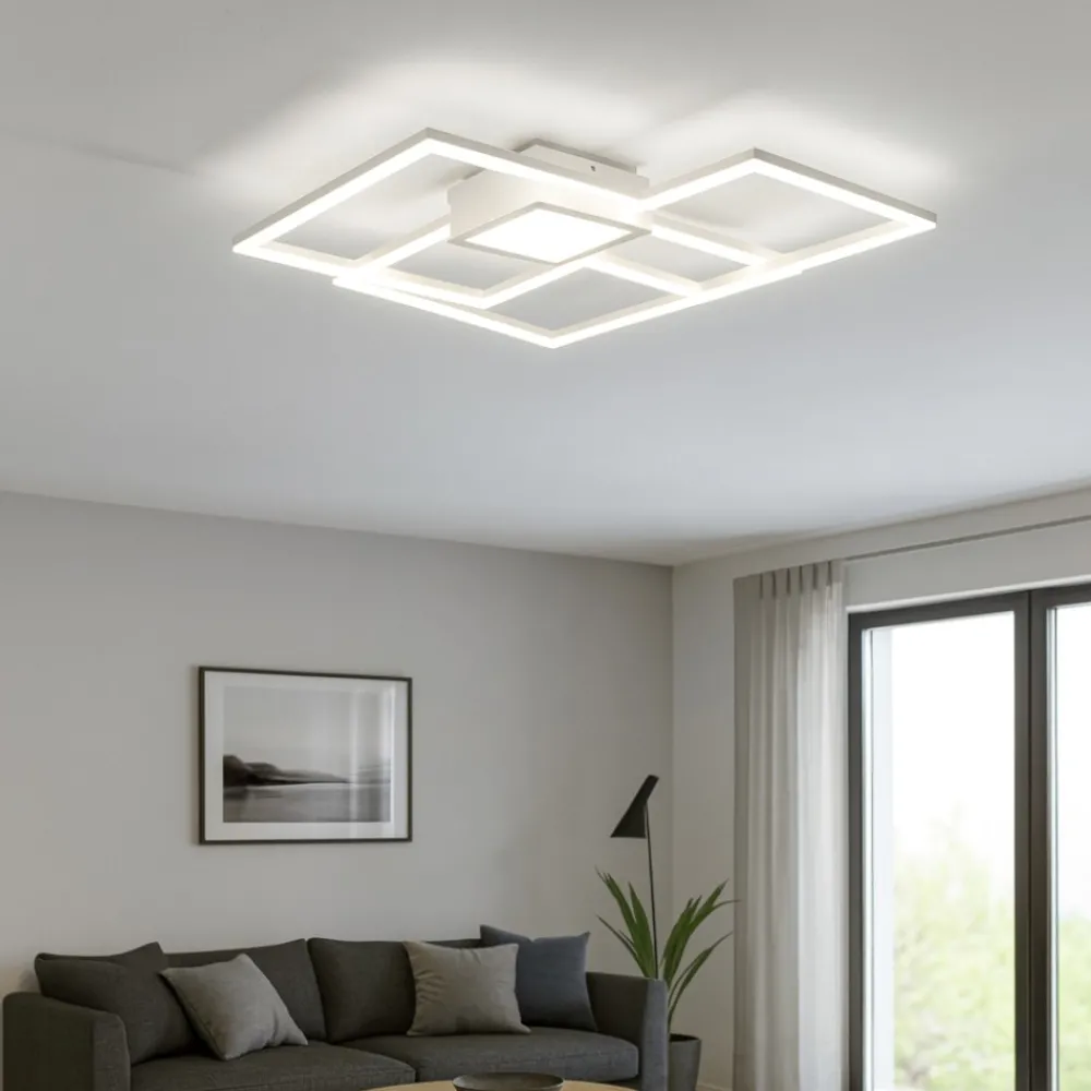 Plafoniere Moderne-Selezionato da Mazzolaluce Plafoniera bianca quadrati led 4000k 38w moderna