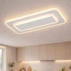 Plafoniere Moderne-Selezionato da Mazzolaluce Plafoniera bianca rettangolare con telecomando per cucina moderna