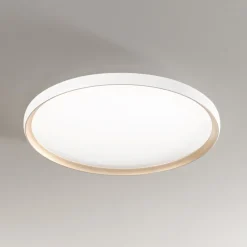 Plafoniere Moderne-Perenz Illuminazione Plafoniera bianco oro tonda led 45w cct halo