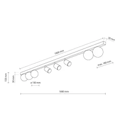 Illuminazione A Binario-Selezionato da Mazzolaluce Plafoniera binario 180cm con faretti orientabili nera per cucina moderna