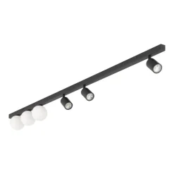 Illuminazione A Binario-Selezionato da Mazzolaluce Plafoniera binario 159cm nero con faretti orientabili sfere vetro fp