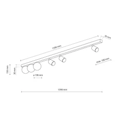 Illuminazione A Binario-Selezionato da Mazzolaluce Plafoniera binario 159cm nero con faretti orientabili sfere vetro fp