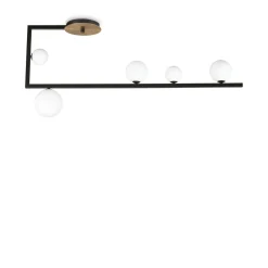 Plafoniere Moderne-Ideal Lux Plafoniera birds pl5 sfere vetro bianco metallo nero oro
