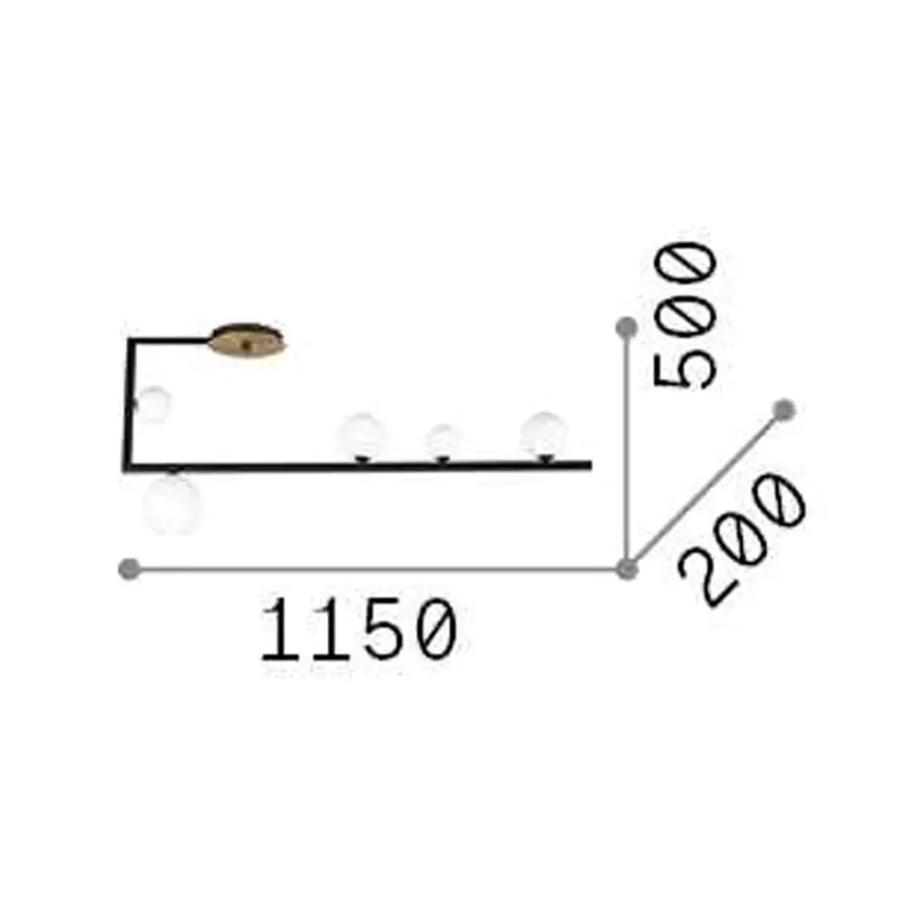 Plafoniere Moderne-Ideal Lux Plafoniera birds pl5 sfere vetro bianco metallo nero oro