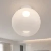 Plafoniere Moderne-Selezionato da Mazzolaluce Plafoniera boccia di vetro bianco sfumato 30 cm moderna led 9w 3000k dimmerabile