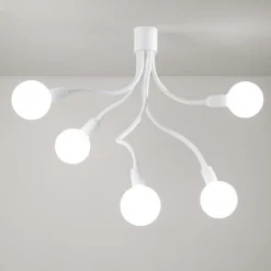 Plafoniere Moderne-Perenz Illuminazione Plafoniera bulbo 5 luci bianca moderna