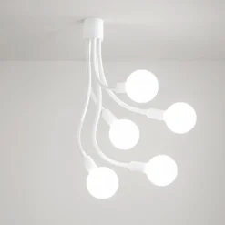Plafoniere Moderne-Perenz Illuminazione Plafoniera bulbo 5 luci bianca moderna