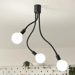 Plafoniere Moderne-Perenz Illuminazione Plafoniera bulbo nera 3 luci orientabili
