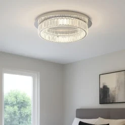 Plafoniere Moderne-Selezionato da Mazzolaluce Plafoniera camera da letto cerchio di cristallo contemporanea