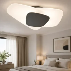 Plafoniere Moderne-Top Light Plafoniera camera da letto 54cm vetri bianchi placca antracite