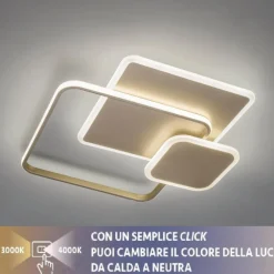 Plafoniere Moderne-Vivida International Plafoniera camera da letto led 60w 3000k 4000k quadrati sabbia vivida