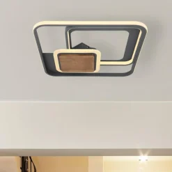 Plafoniere Moderne-Selezionato da Mazzolaluce Plafoniera camera da letto quadrata led 3000k con dettagli in legno