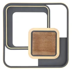Plafoniere Moderne-Selezionato da Mazzolaluce Plafoniera camera da letto quadrata led 3000k con dettagli in legno
