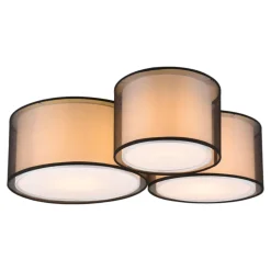 Plafoniere Moderne-Selezionato da Mazzolaluce Plafoniera camera da letto tessuto copertura nera trasparente moderna 3 luci