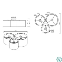 Plafoniere Moderne-Selezionato da Mazzolaluce Plafoniera camera da letto tessuto copertura nera trasparente moderna 3 luci