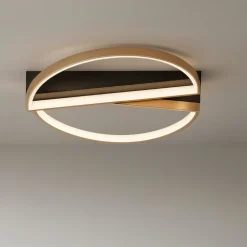 Plafoniere Moderne-Selezionato da Mazzolaluce Plafoniera camera da letto tonda nero e ottone led 3000k dimmerabile