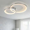 Plafoniere Moderne-Selezionato da Mazzolaluce Plafoniera cerchi cromati moderna per soggiorno led 36w 3000k dimmerabile