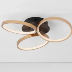 Plafoniere Moderne-Selezionato da Mazzolaluce Plafoniera cerchi design moderna nero oro dimmerabile 28w 3000k