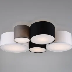 Plafoniere Moderne-Selezionato da Mazzolaluce Plafoniera cerchi di tessuto multicolor moderna per soggiorno