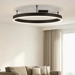 Plafoniere Moderne-Selezionato da Mazzolaluce Plafoniera cerchio 80cm nera led 50w 3000k dimmerabile