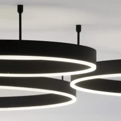 Plafoniere Moderne-Selezionato da Mazzolaluce Plafoniera cerchio 80cm nera led 50w 3000k dimmerabile