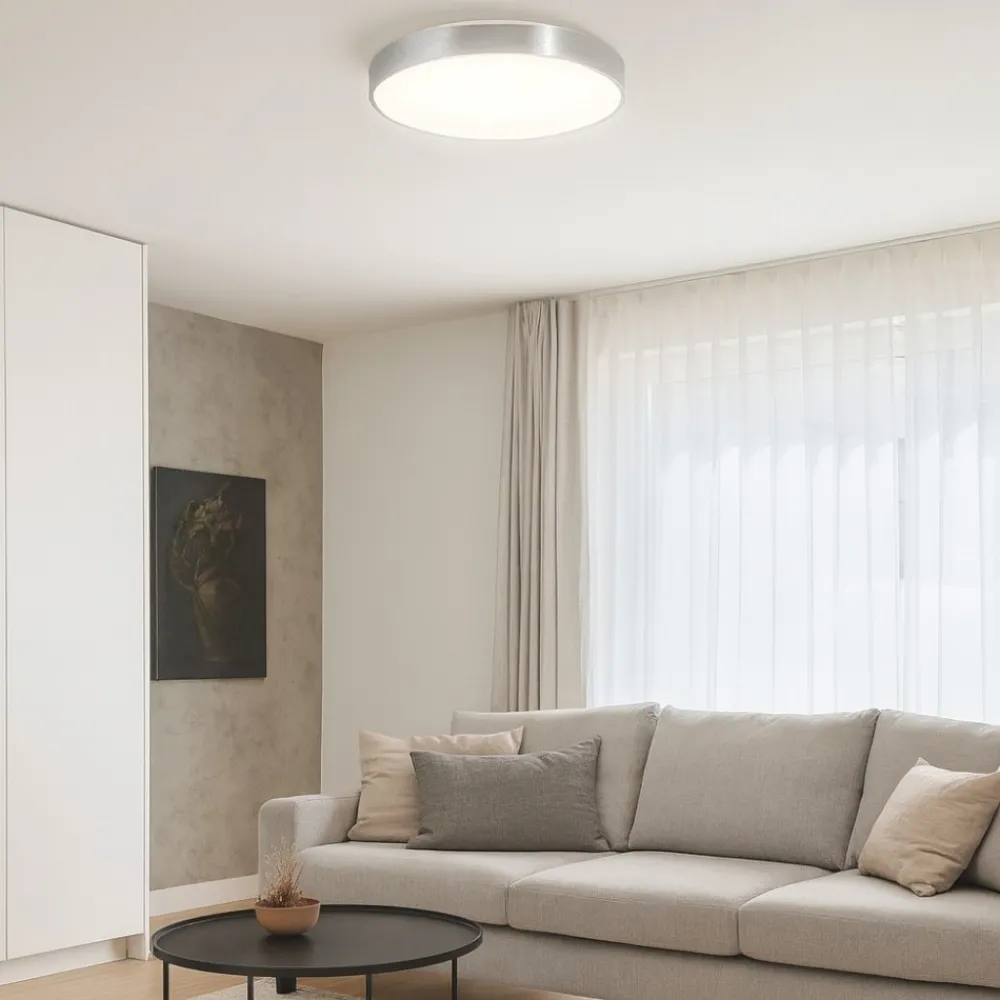 Plafoniere Moderne-Selezionato da Mazzolaluce Plafoniera cerchio grigio 60cm rotonda led 3000k dimmerabile moderna