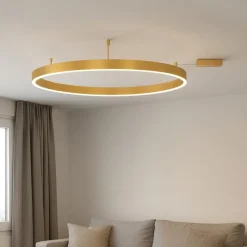 Plafoniere Moderne-Selezionato da Mazzolaluce Plafoniera cerchio oro 80cm led 50w 3000k dimmerabile