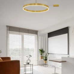 Plafoniere Moderne-Selezionato da Mazzolaluce Plafoniera cerchio oro 80cm led 50w 3000k dimmerabile