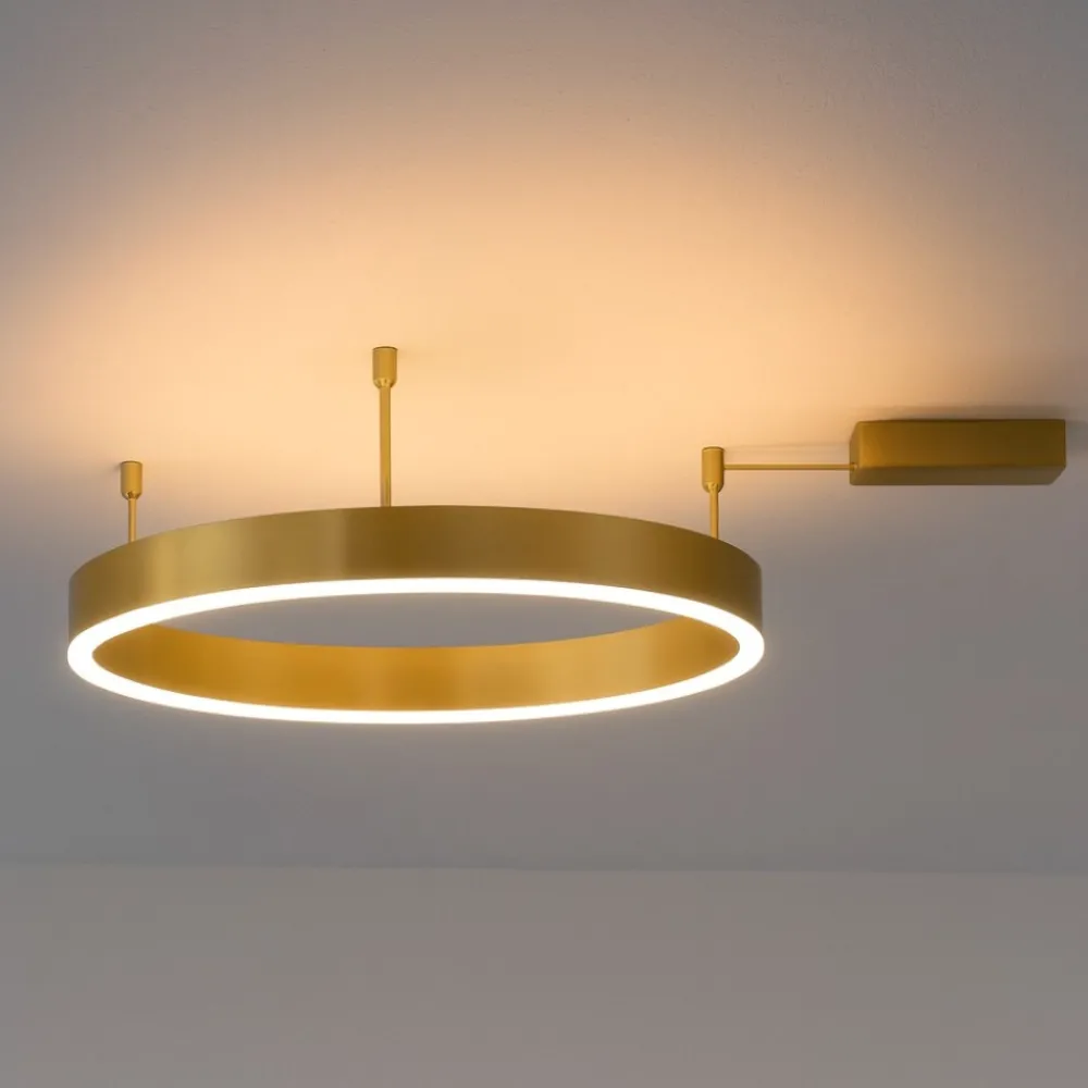 Plafoniere Moderne-Selezionato da Mazzolaluce Plafoniera cerchio oro 60cm led 46w 3000k dimmerabile