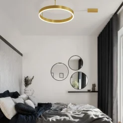 Plafoniere Moderne-Selezionato da Mazzolaluce Plafoniera cerchio oro 60cm led 46w 3000k dimmerabile