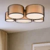 Plafoniere Moderne-Selezionato da Mazzolaluce Plafoniera cilindri di tessuto 5 luci per soggiorno