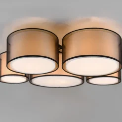 Plafoniere Moderne-Selezionato da Mazzolaluce Plafoniera cilindri di tessuto 5 luci per soggiorno