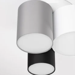 Plafoniere Moderne-Selezionato da Mazzolaluce Plafoniera cilindri di tessuto moderna per camera da letto