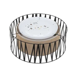 Plafoniere Moderne-Selezionato da Mazzolaluce Plafoniera cilindro 50 cm di tessuto sabbia nero moderna per camera da letto