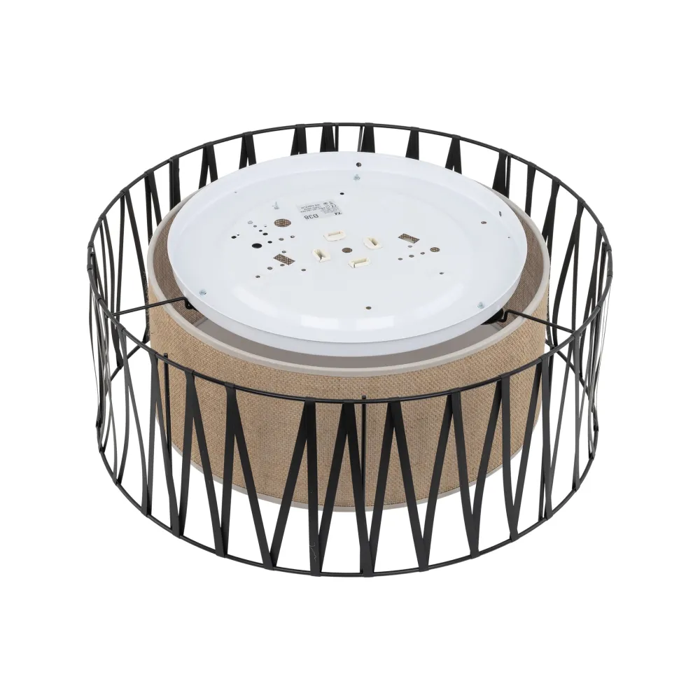 Plafoniere Moderne-Selezionato da Mazzolaluce Plafoniera cilindro 50 cm di tessuto sabbia nero moderna per camera da letto
