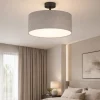 Plafoniere Moderne-Selezionato da Mazzolaluce Plafoniera cilindro da soffitto in tessuto lino rustico 40 cm per camera da letto