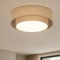 Plafoniere Moderne-Selezionato da Mazzolaluce Plafoniera cilindro di iuta moderna per camera da letto