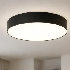 Plafoniere Moderne-Selezionato da Mazzolaluce Plafoniera cilindro di tessuto nero 78 cm per soggiorno moderno