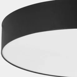 Plafoniere Moderne-Selezionato da Mazzolaluce Plafoniera cilindro di tessuto nero 78 cm per soggiorno moderno