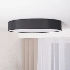 Plafoniere Moderne-Selezionato da Mazzolaluce Plafoniera cilindro di tessuto nero 78 cm per soggiorno moderno