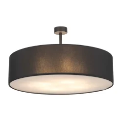 Plafoniere Moderne-Selezionato da Mazzolaluce Plafoniera cilindro nero di tessuto 60 cm da soffitto per soggiorno moderno