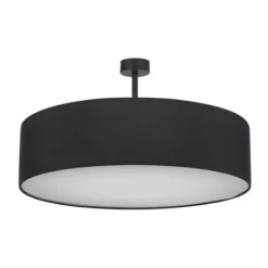 Plafoniere Moderne-Selezionato da Mazzolaluce Plafoniera cilindro nero di tessuto 60 cm da soffitto per soggiorno moderno