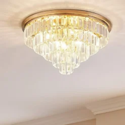 Plafoniere Moderne-Ondaluce Plafoniera classica con cristalli pl castle md oro