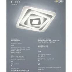 Plafoniere Moderne-Vivida International Plafoniera cleo vivida bianca moderna led 48w 3000k 4000k quadrata