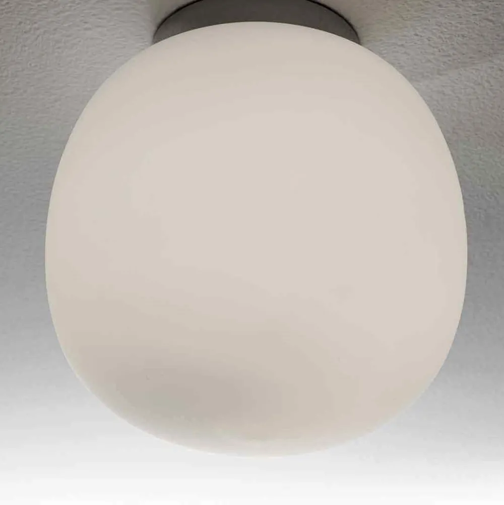 Plafoniere Moderne-Selezionato da Mazzolaluce Plafoniera 19cm moderna boccia vetro boccia sfera bianca e cromo lucido per cucina