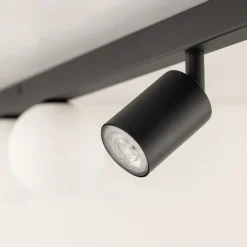 Plafoniere Moderne-Selezionato da Mazzolaluce Plafoniera 115 cm nera con faretti orientabili e sfere in vetro moderna